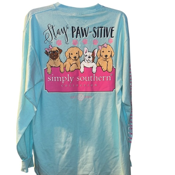 Nwot Simply Southern Stay Paw-Sitive Long Sleeve T-Shirt Large dog lover - Picture 1 of 3